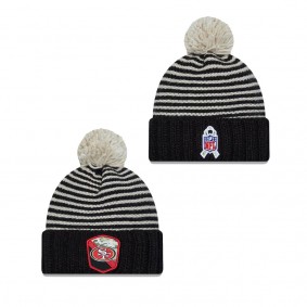 Women's San Francisco 49ers Black 2023 NFL Salute To Service Cuffed Pom Knit Hat