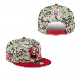 Youth San Francisco 49ers Camo Scarlet 2023 NFL Salute To Service 9FIFTY Snapback Hat