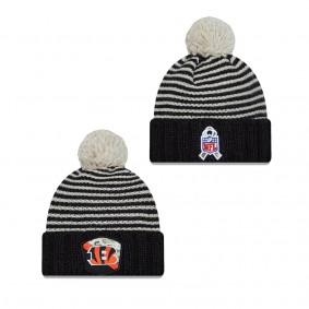 Women's Cincinnati Bengals Black 2023 NFL Salute To Service Cuffed Pom Knit Hat