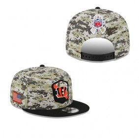 Youth Cincinnati Bengals Camo Black 2023 NFL Salute To Service 9FIFTY Snapback Hat