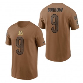 Men's Cincinnati Bengals Joe Burrow Brown 2023 NFL Salute To Service Name & Number T-Shirt