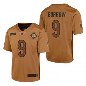 Youth Cincinnati Bengals Joe Burrow Brown 2023 NFL Salute To Service Limited Jersey