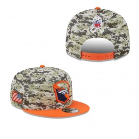 Youth Denver Broncos Camo Orange 2023 NFL Salute To Service 9FIFTY Snapback Hat