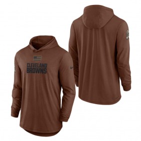 Men's Cleveland Browns Brown 2023 NFL Salute To Service Lightweight Long Sleeve Hoodie T-Shirt