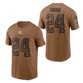 Men's Cleveland Browns Nick Chubb Brown 2023 NFL Salute To Service Name & Number T-Shirt