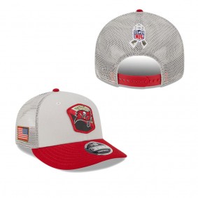 Men's Tampa Bay Buccaneers Stone Scarlet 2023 NFL Salute To Service Low Profile 9FIFTY Snapback Hat