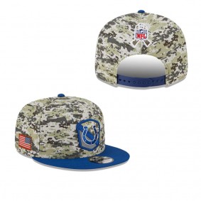 Youth Indianapolis Colts Camo Royal 2023 NFL Salute To Service 9FIFTY Snapback Hat