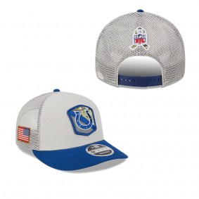 Men's Indianapolis Colts Stone Royal 2023 NFL Salute To Service Low Profile 9FIFTY Snapback Hat