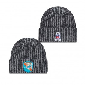 Youth Miami Dolphins Black 2023 NFL Salute To Service Cuffed Knit Hat