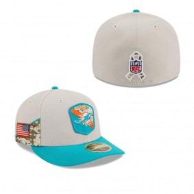 Men's Miami Dolphins Stone Aqua 2023 NFL Salute To Service Low Profile 59FIFTY Fitted Hat