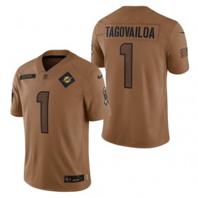 Men's Miami Dolphins Tua Tagovailoa Brown 2023 NFL Salute To Service Limited Jersey