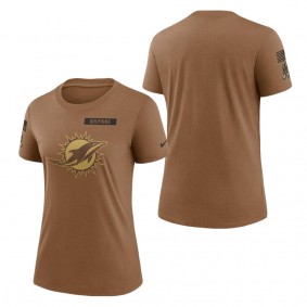 Women's Miami Dolphins Brown 2023 NFL Salute To Service Legend Performance T-Shirt