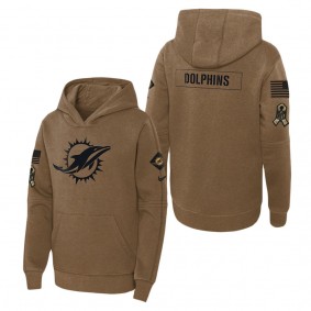 Youth Miami Dolphins Brown 2023 NFL Salute To Service Club Fleece Pullover Hoodie