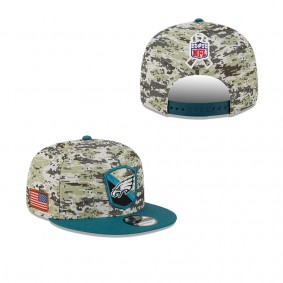 Men's Philadelphia Eagles Camo Midnight Green 2023 NFL Salute To Service 9FIFTY Snapback Hat