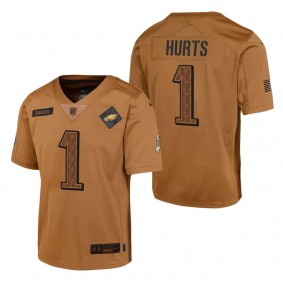 Youth Philadelphia Eagles Jalen Hurts Brown 2023 NFL Salute To Service Limited Jersey
