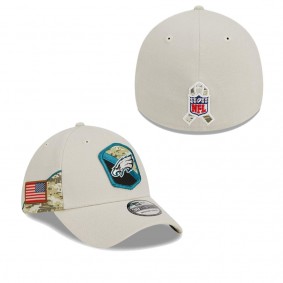 Men's Philadelphia Eagles Stone 2023 NFL Salute To Service 39THIRTY Flex Hat