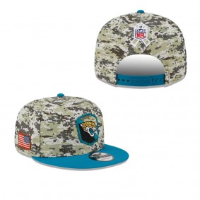 Youth Jacksonville Jaguars Camo Teal 2023 NFL Salute To Service 9FIFTY Snapback Hat