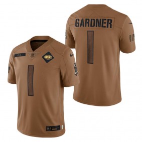 Men's New York Jets Ahmad Sauce Gardner Brown 2023 NFL Salute To Service Limited Jersey