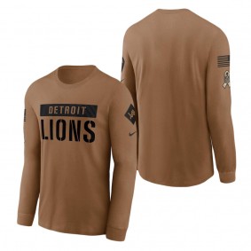 Men's Detroit Lions Brown 2023 NFL Salute To Service Long Sleeve T-Shirt