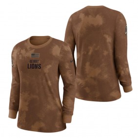 Women's Detroit Lions Brown 2023 NFL Salute To Service Long Sleeve T-Shirt