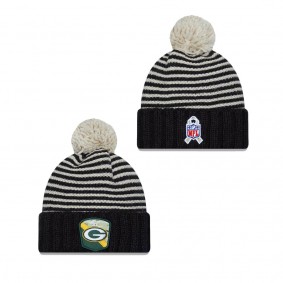 Women's Green Bay Packers Black 2023 NFL Salute To Service Cuffed Pom Knit Hat