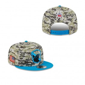 Men's Carolina Panthers Camo Blue 2023 NFL Salute To Service 9FIFTY Snapback Hat