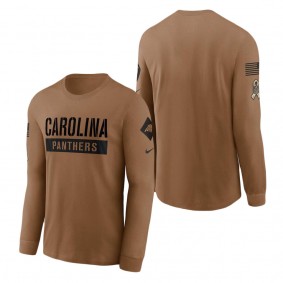 Men's Carolina Panthers Brown 2023 NFL Salute To Service Long Sleeve T-Shirt