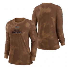 Women's Carolina Panthers Brown 2023 NFL Salute To Service Long Sleeve T-Shirt