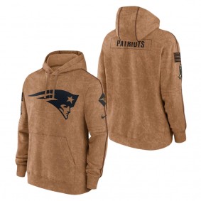 Men's New England Patriots Brown 2023 NFL Salute To Service Club Pullover Hoodie