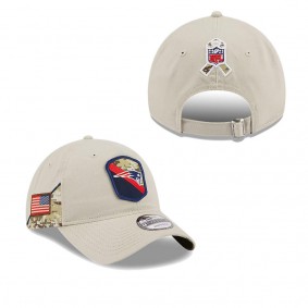 Men's New England Patriots Stone 2023 NFL Salute To Service 9TWENTY Adjustable Hat