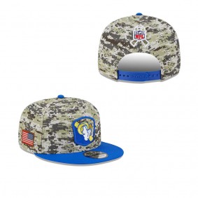 Men's Los Angeles Rams Camo Royal 2023 NFL Salute To Service 9FIFTY Snapback Hat