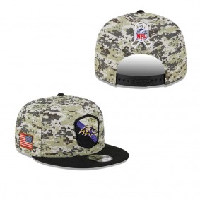 Youth Baltimore Ravens Camo Black 2023 NFL Salute To Service 9FIFTY Snapback Hat