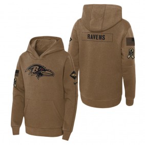 Youth Baltimore Ravens Brown 2023 NFL Salute To Service Club Fleece Pullover Hoodie