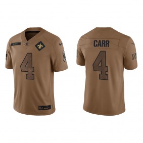 Men's New Orleans Saints Derek Carr Brown 2023 NFL Salute To Service Limited Jersey