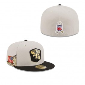 Men's New Orleans Saints Stone Black 2023 NFL Salute To Service 59FIFTY Fitted Hat