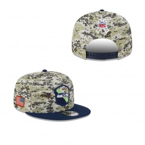 Men's Seattle Seahawks Camo College Navy 2023 NFL Salute To Service 9FIFTY Snapback Hat