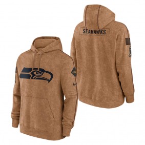 Men's Seattle Seahawks Brown 2023 NFL Salute To Service Club Pullover Hoodie