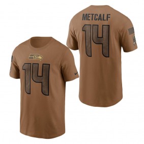Men's Seattle Seahawks DK Metcalf Brown 2023 NFL Salute To Service Name & Number T-Shirt