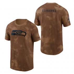 Men's Seattle Seahawks Brown 2023 NFL Salute To Service Sideline T-Shirt