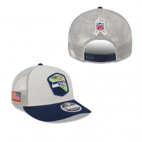 Men's Seattle Seahawks Stone College Navy 2023 NFL Salute To Service Low Profile 9FIFTY Snapback Hat