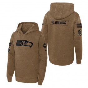 Youth Seattle Seahawks Brown 2023 NFL Salute To Service Club Fleece Pullover Hoodie