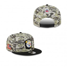 Men's Pittsburgh Steelers Camo Black 2023 NFL Salute To Service 9FIFTY Snapback Hat