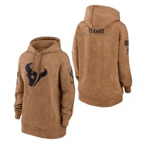 Women's Houston Texans Brown 2023 NFL Salute To Service Pullover Hoodie