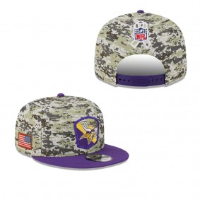 Youth Minnesota Vikings Camo Purple 2023 NFL Salute To Service 9FIFTY Snapback Hat