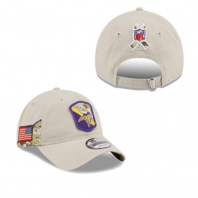 Men's Minnesota Vikings Stone 2023 NFL Salute To Service 9TWENTY Adjustable Hat