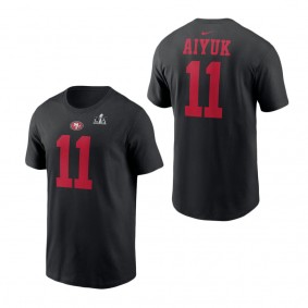 Men's San Francisco 49ers Brandon Aiyuk Black Super Bowl LVIII Patch Player Name & Number T-Shirt