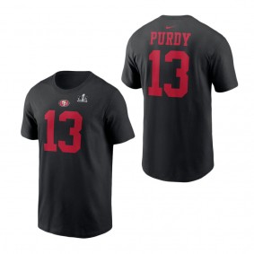 Men's San Francisco 49ers Brock Purdy Black Super Bowl LVIII Patch Player Name & Number T-Shirt
