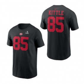 Men's San Francisco 49ers George Kittle Black Super Bowl LVIII Patch Player Name & Number T-Shirt