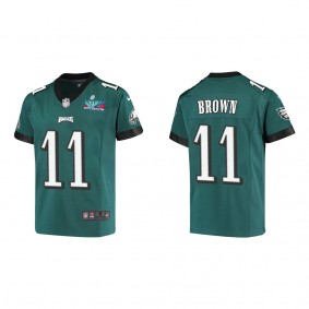 A.J. Brown Youth Philadelphia Eagles Super Bowl LVII Midnight Green Game Jersey