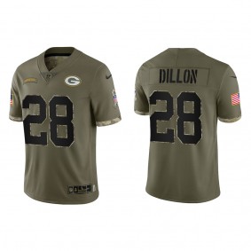 A.J. Dillon Green Bay Packers Olive 2022 Salute To Service Limited Jersey
